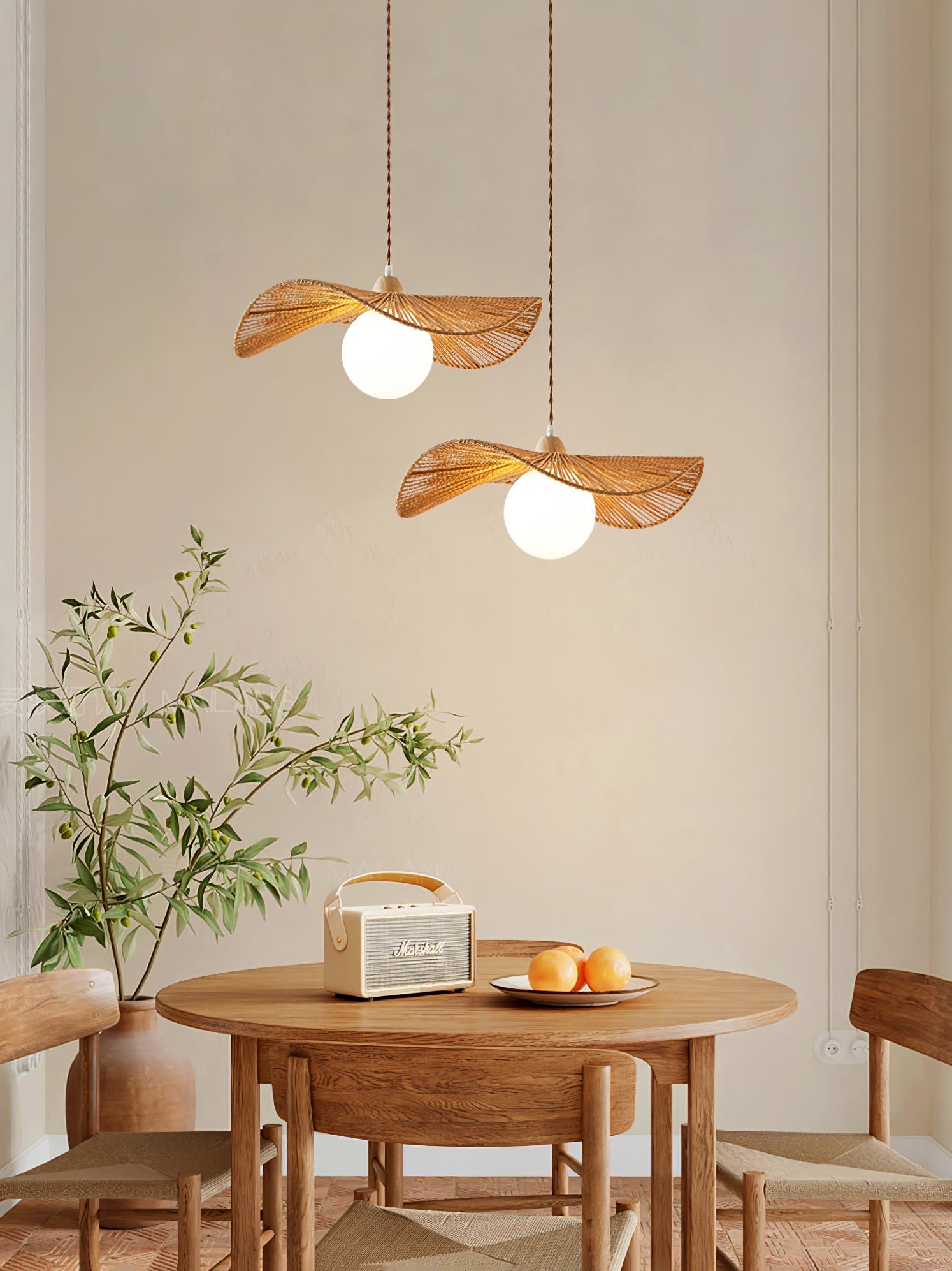 Yaslen Art Natural Woven Pendant Lamp-Neutral Decor