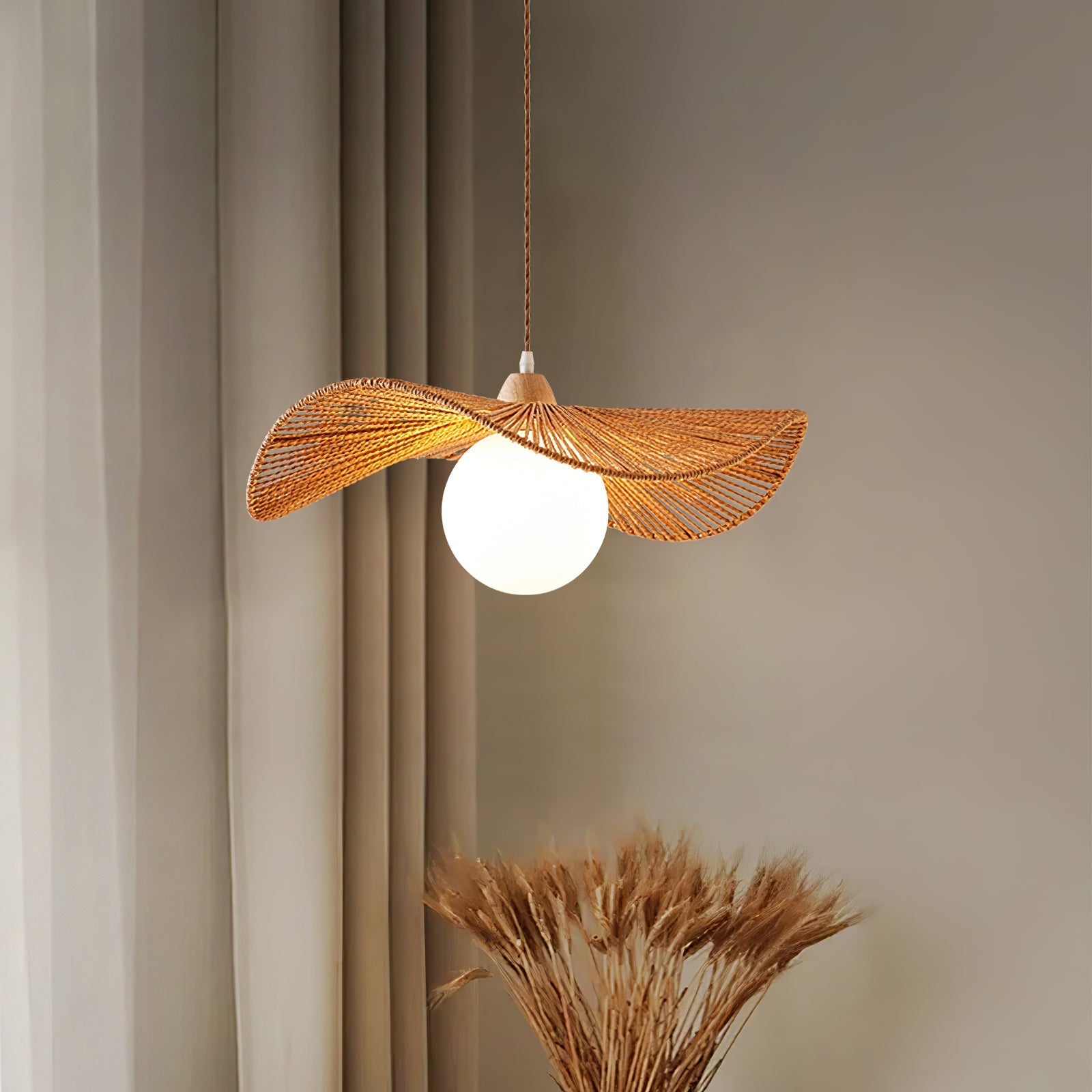 Yaslen Art Natural Woven Pendant Lamp-Neutral Decor