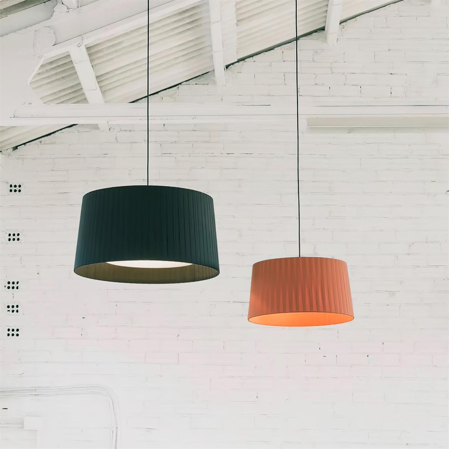 Pendant Light Pleated Fabric Drum