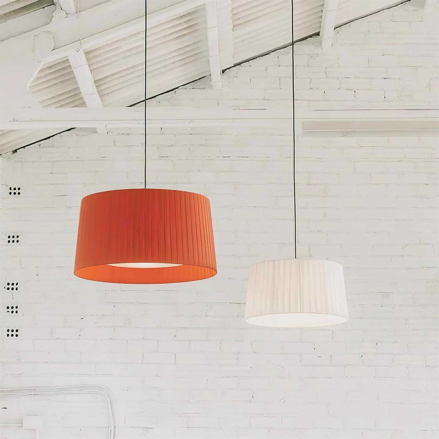 Pendant Light Pleated Fabric Drum