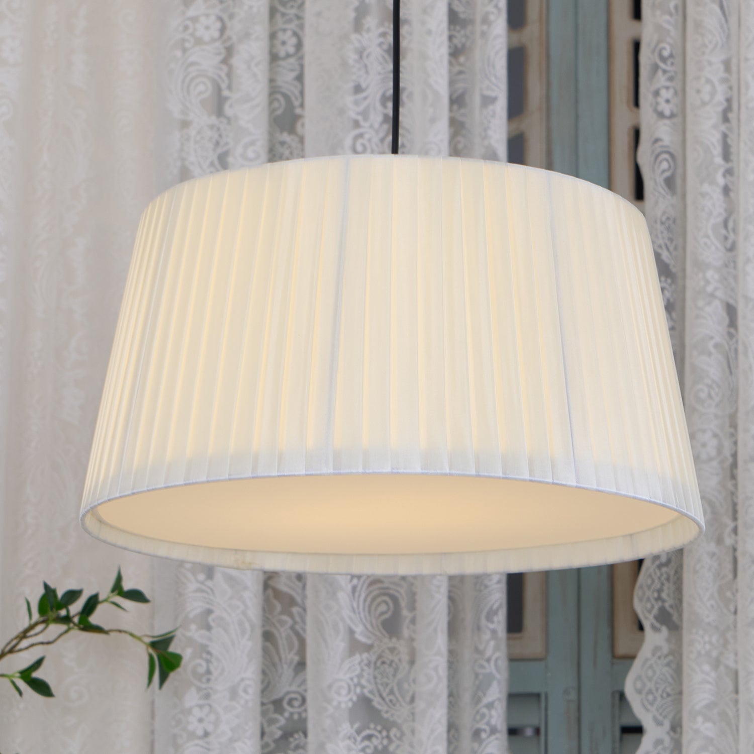 Pendant Light Pleated Fabric Drum