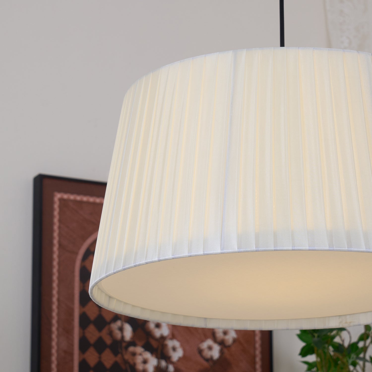 Pendant Light Pleated Fabric Drum