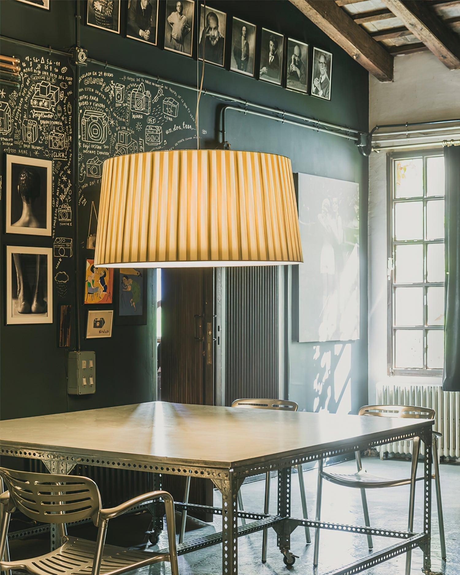 Pendant Light Pleated Fabric Drum