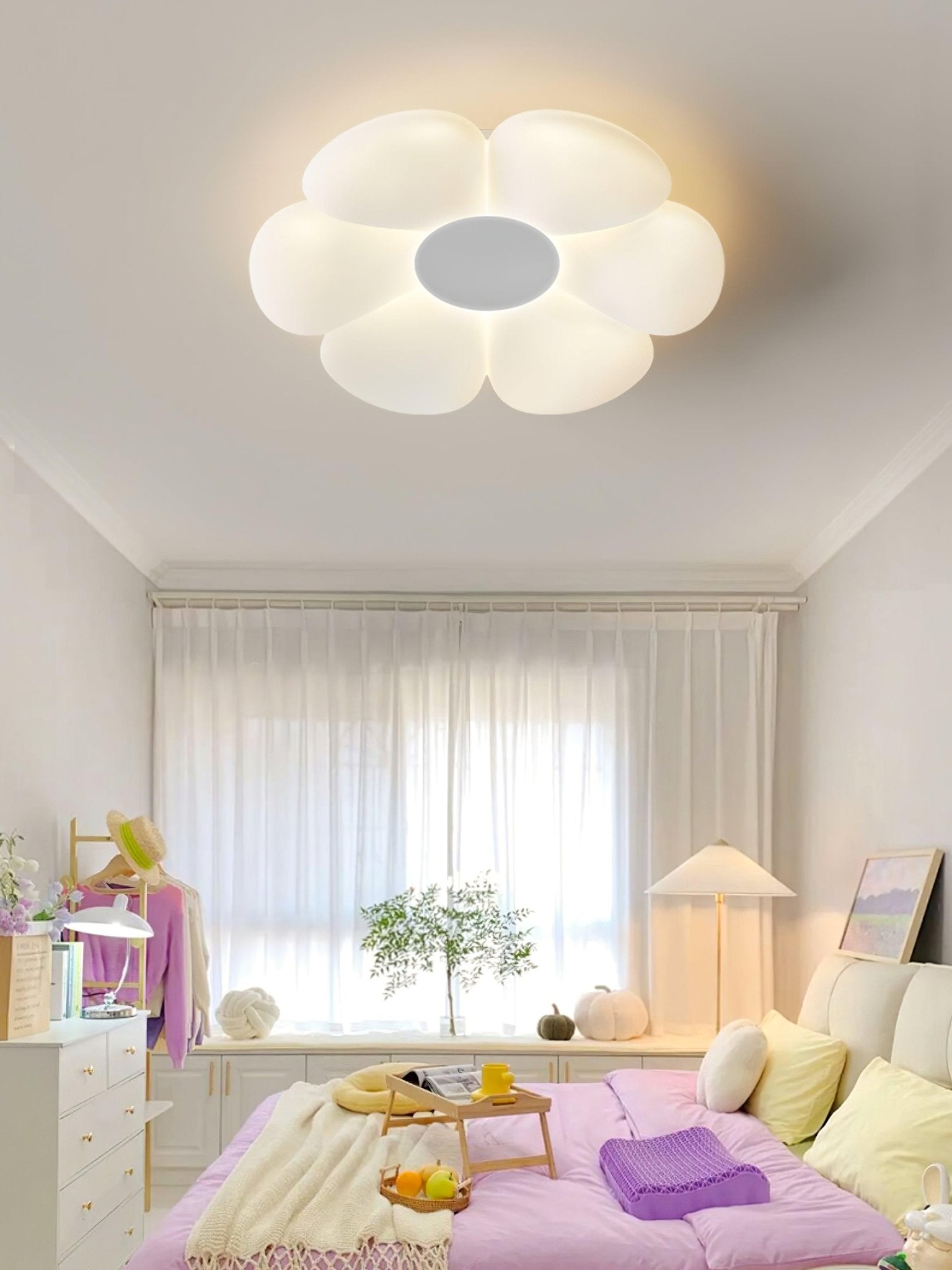 Solara Ceiling Lamp Six-Leaf Flower for Kids Room-Neutral Decor