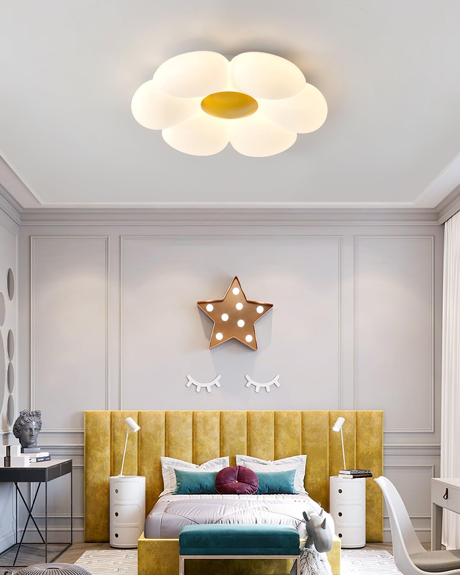 Solara Ceiling Lamp Six-Leaf Flower for Kids Room-Neutral Decor