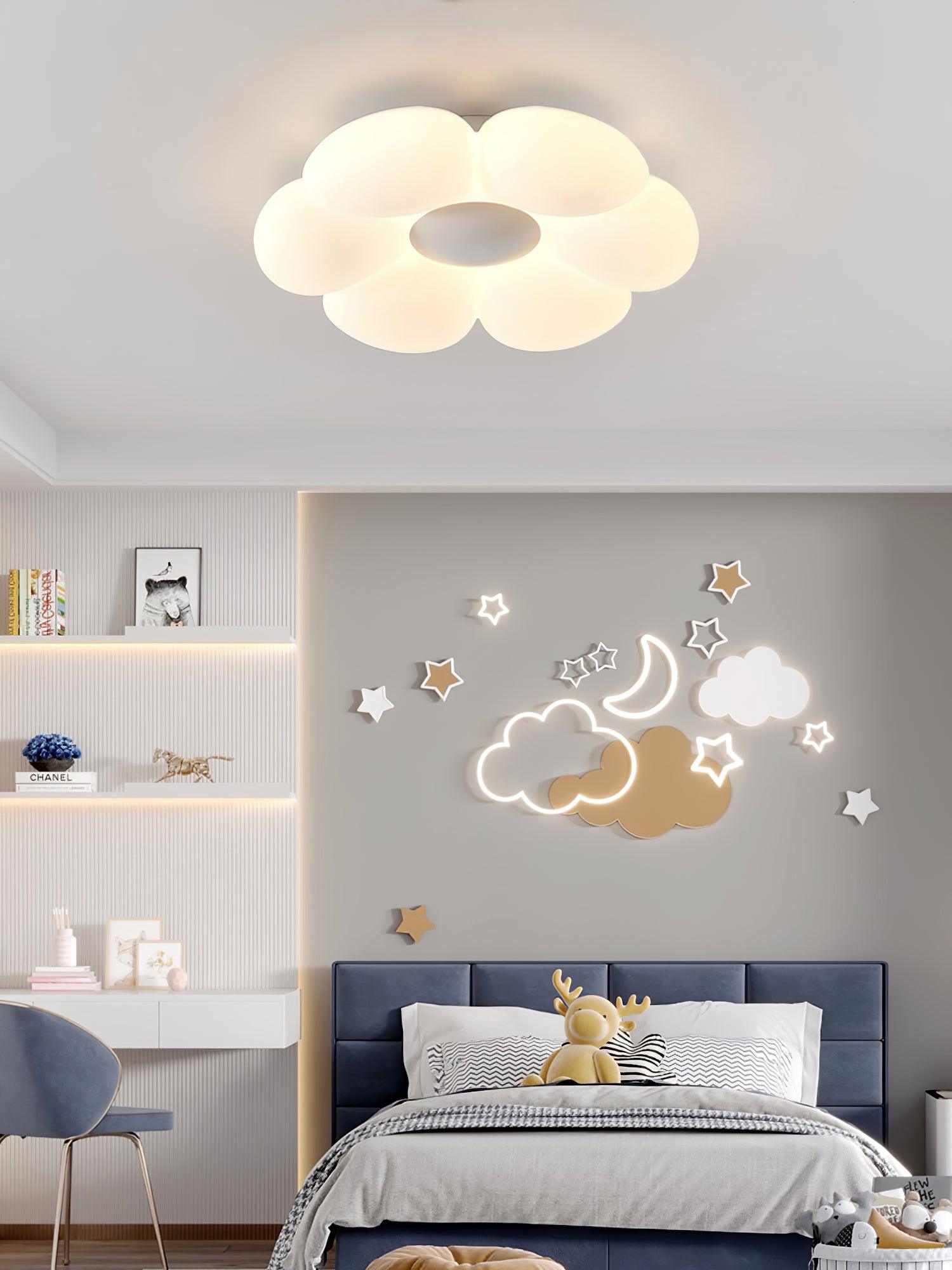 Solara Ceiling Lamp Six-Leaf Flower for Kids Room-Neutral Decor
