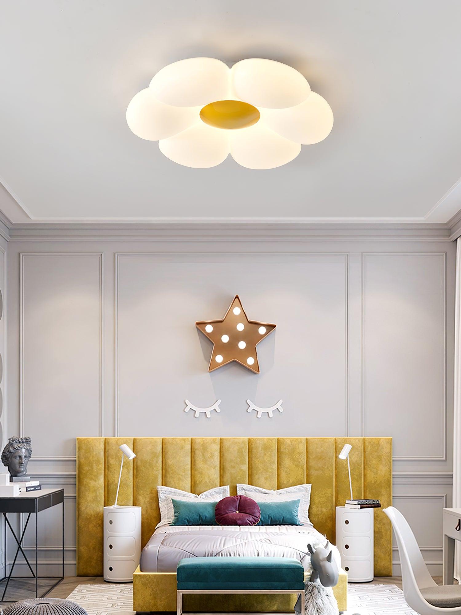 Solara Ceiling Lamp Six-Leaf Flower for Kids Room-Neutral Decor