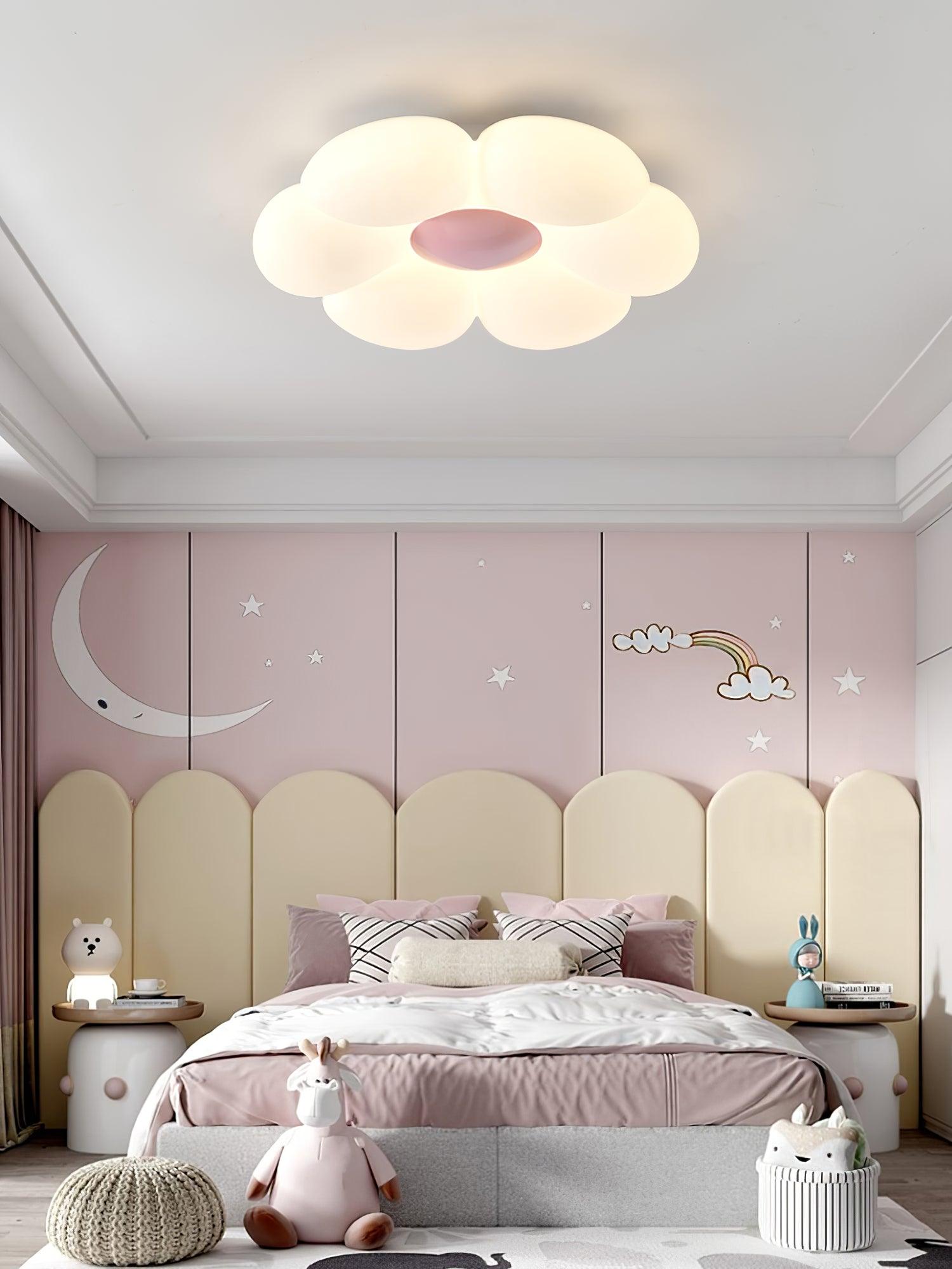 Solara Ceiling Lamp Six-Leaf Flower for Kids Room-Neutral Decor