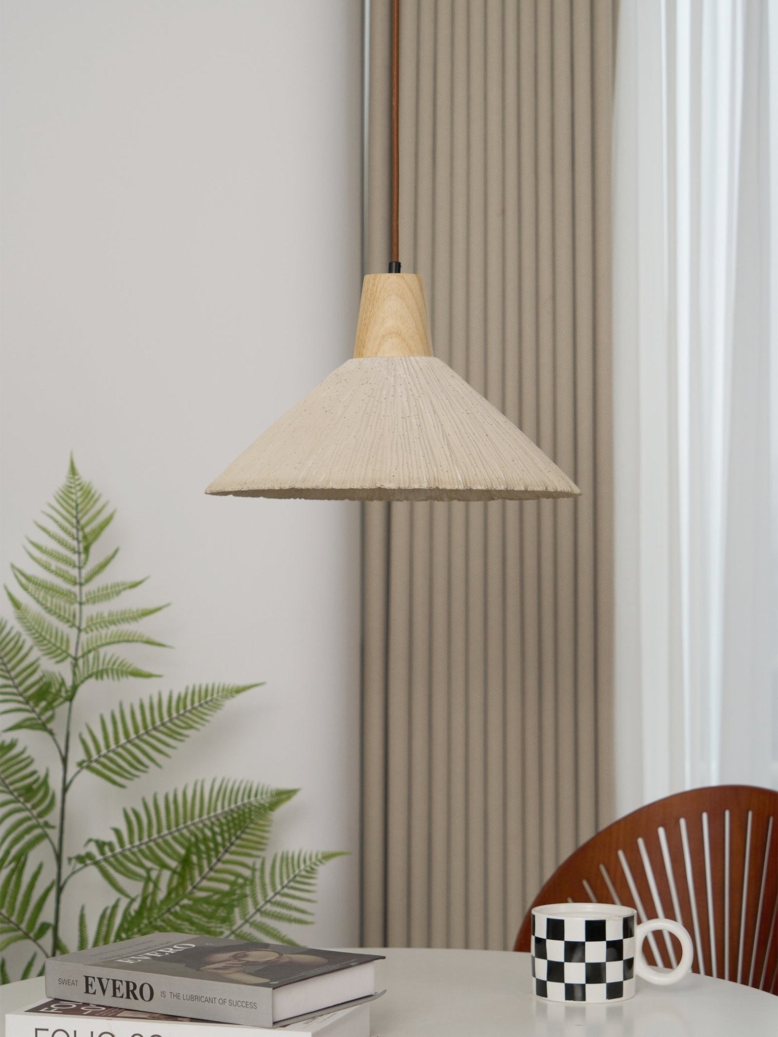 Lirixon Pendant Lamp Concrete Pleated-Neutral Decor