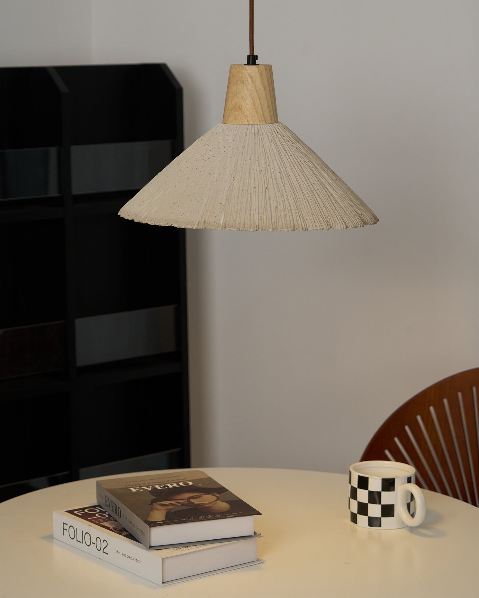 Lirixon Pendant Lamp Concrete Pleated-Neutral Decor