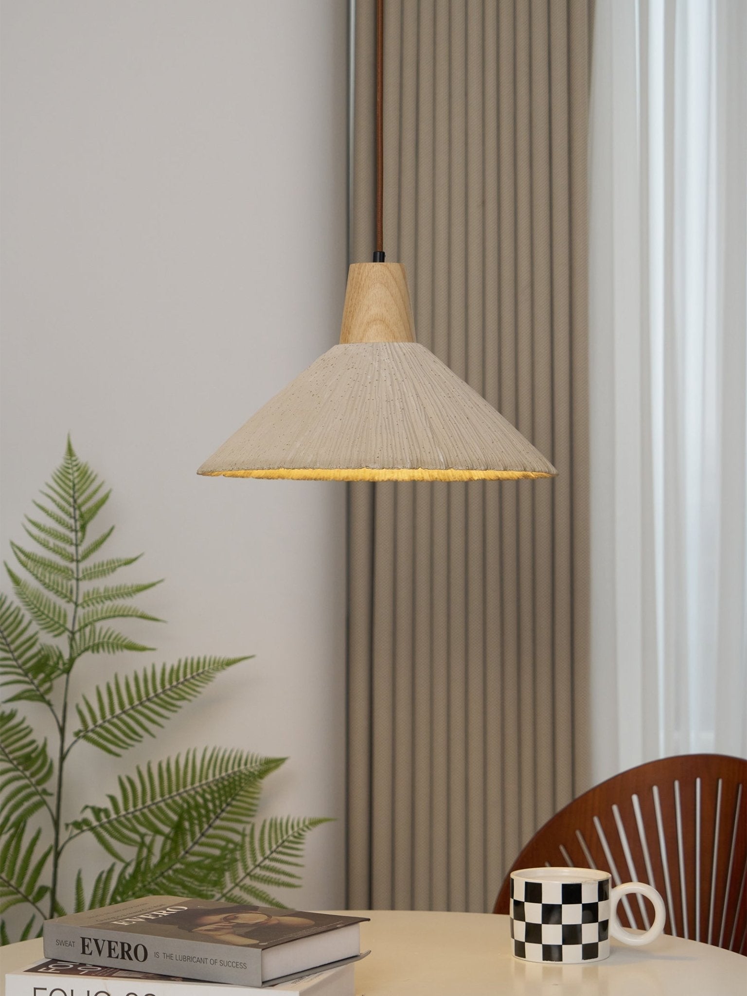Lirixon Pendant Lamp Concrete Pleated-Neutral Decor