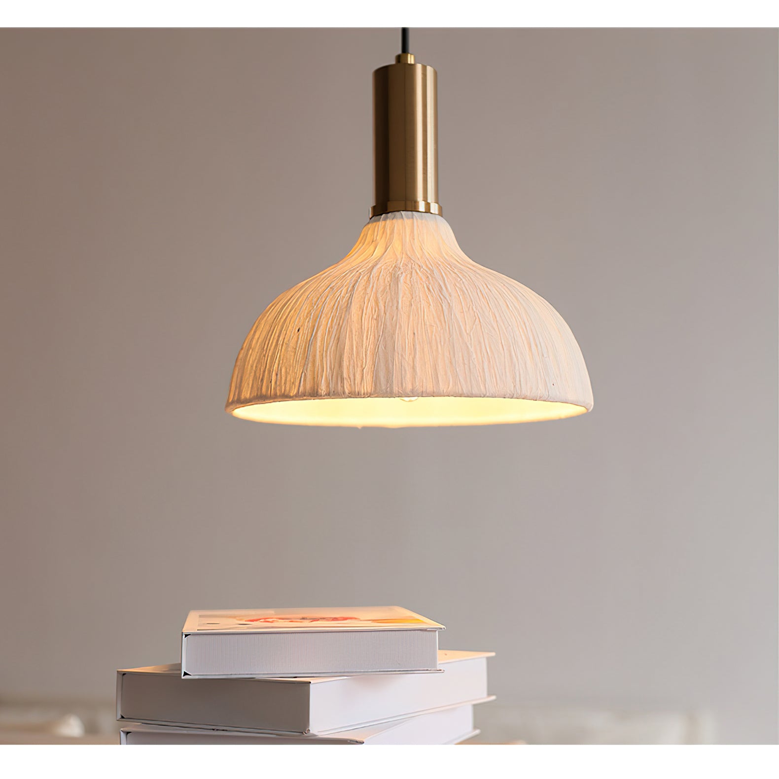 A pair of Siya Pendant Lights installed over a kitchen island.