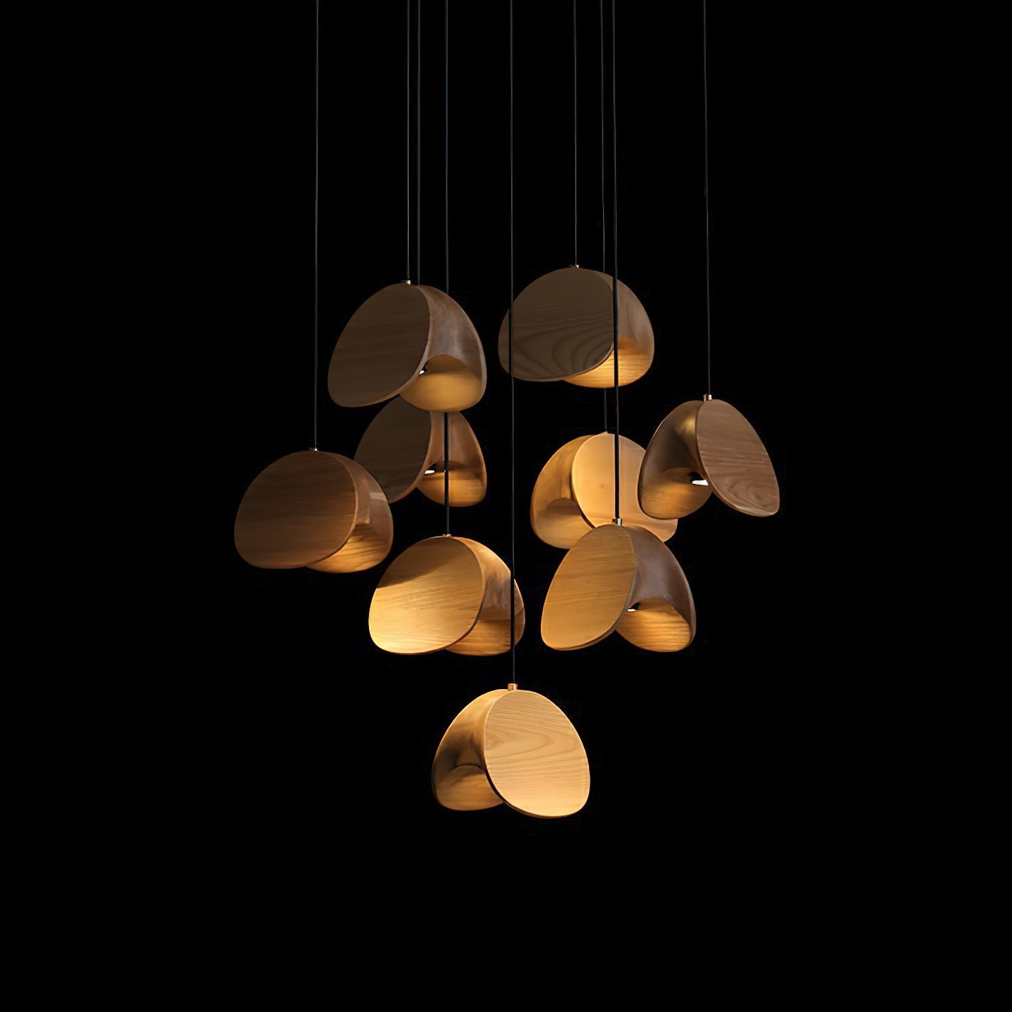 Elmiren Cluster Wood Pendant Light-Neutral Decor