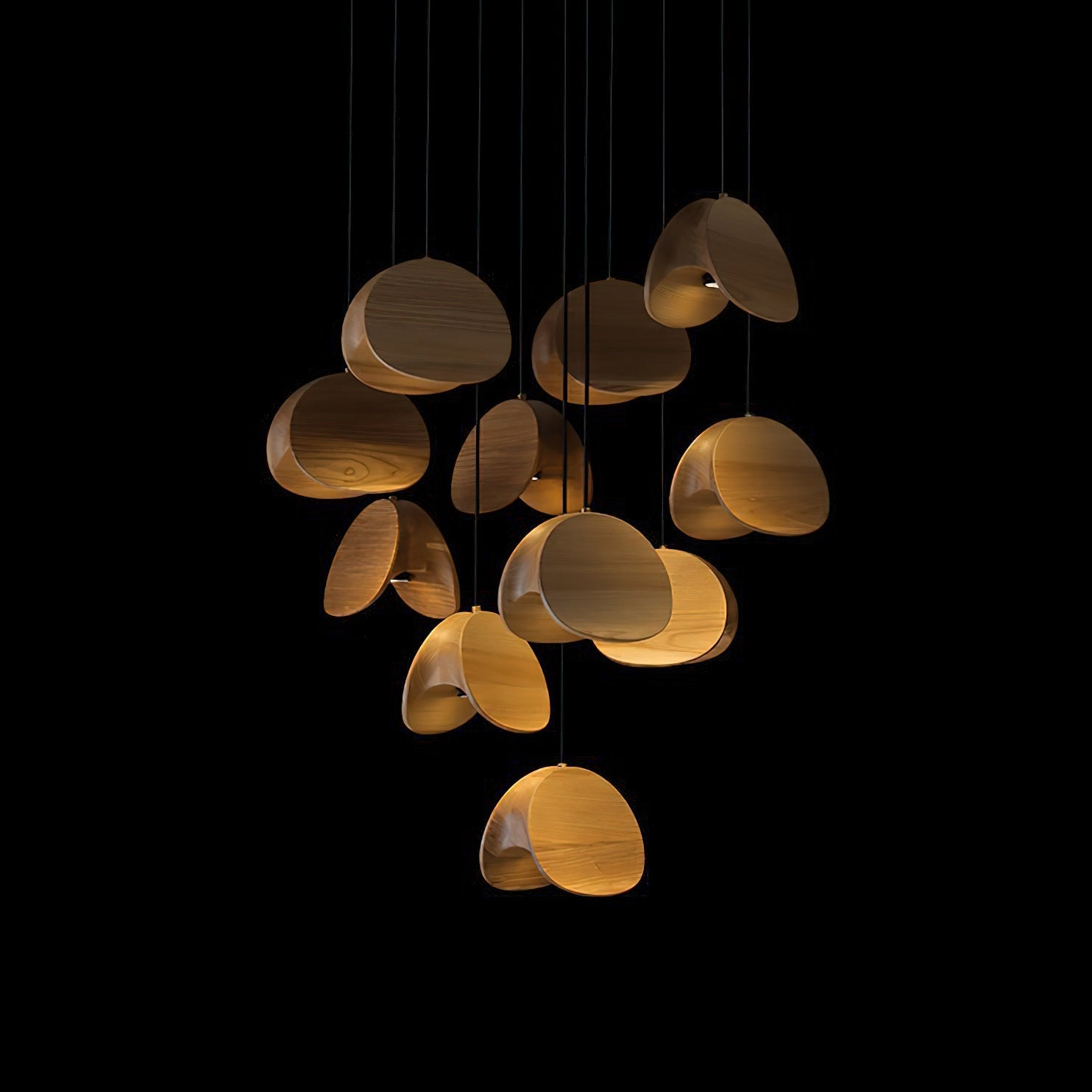 Elmiren Cluster Wood Pendant Light-Neutral Decor