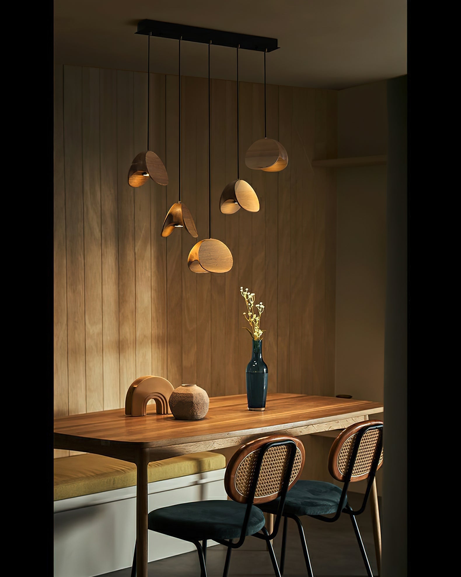 Elmiren Cluster Wood Pendant Light-Neutral Decor
