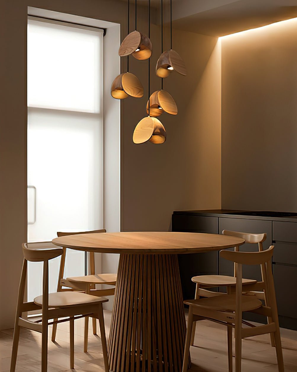 Elmiren Cluster Wood Pendant Light-Neutral Decor