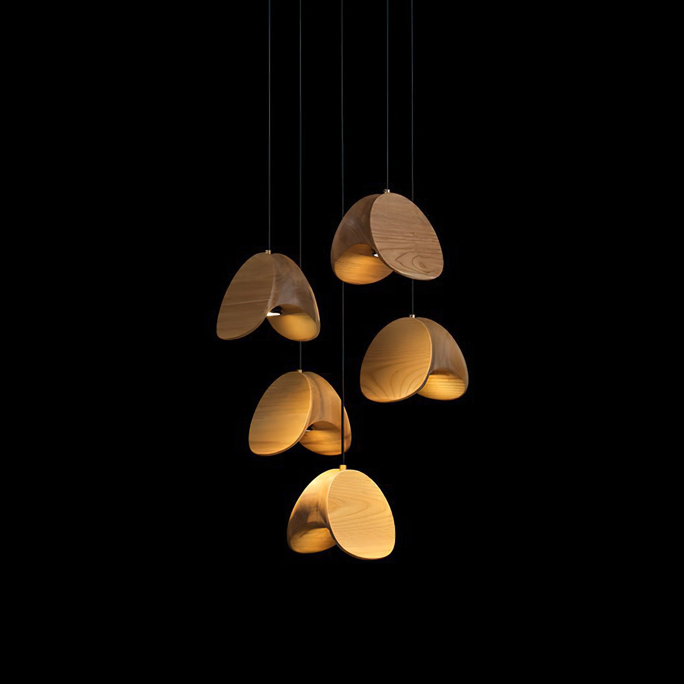 Elmiren Cluster Wood Pendant Light-Neutral Decor