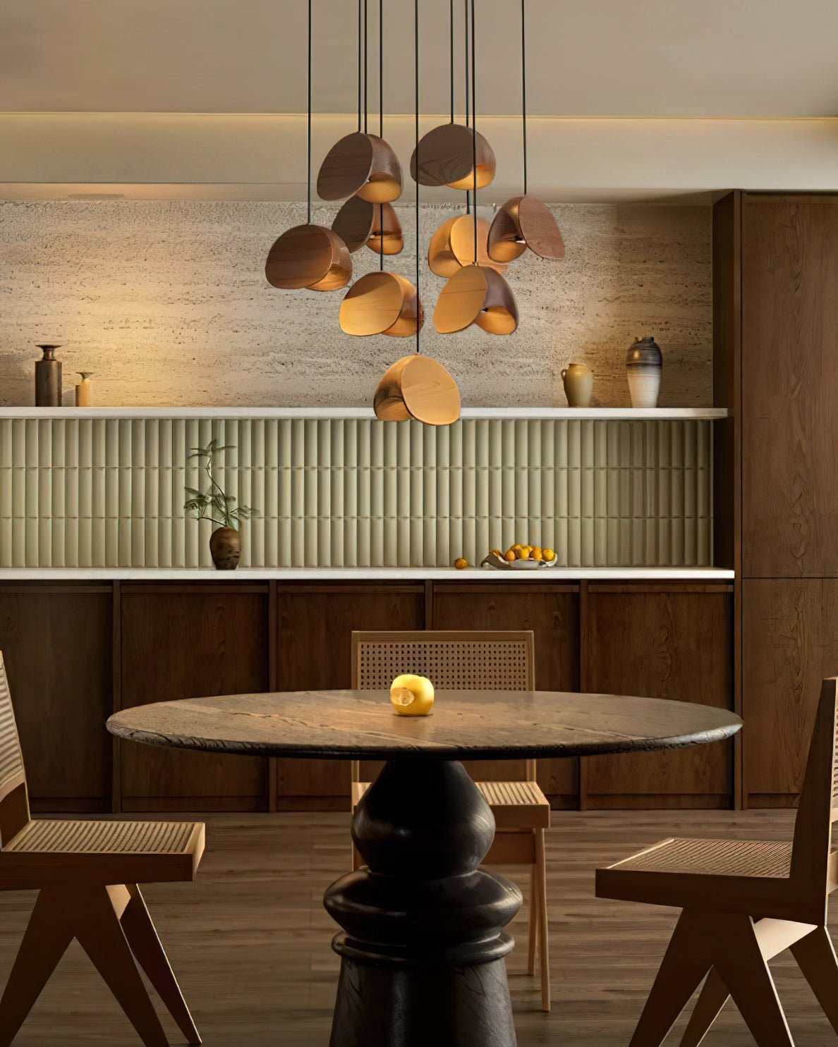 Elmiren Cluster Wood Pendant Light-Neutral Decor