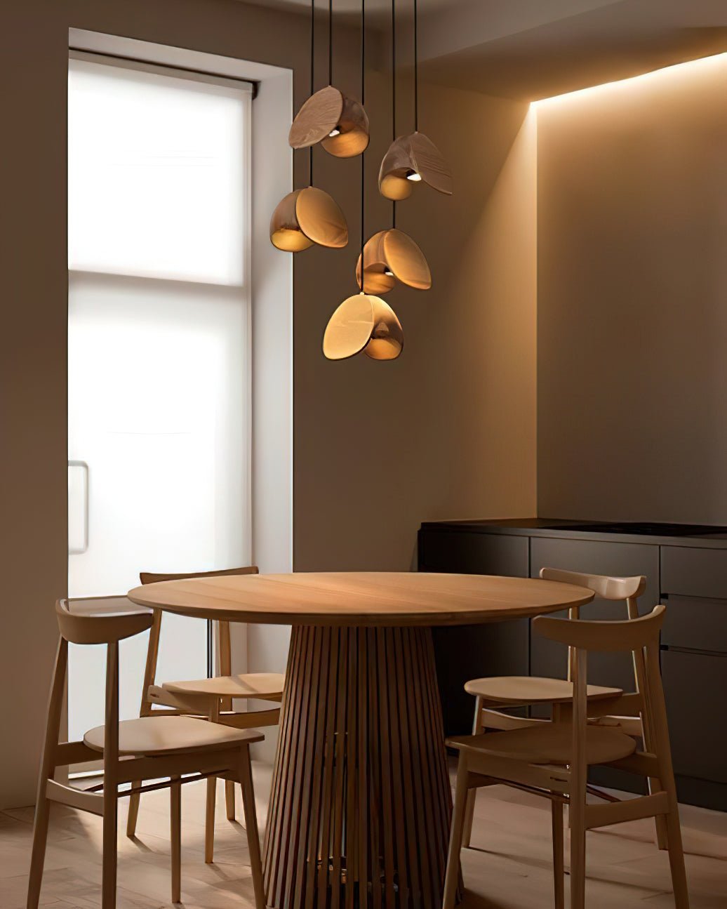 Elmiren Cluster Wood Pendant Light-Neutral Decor