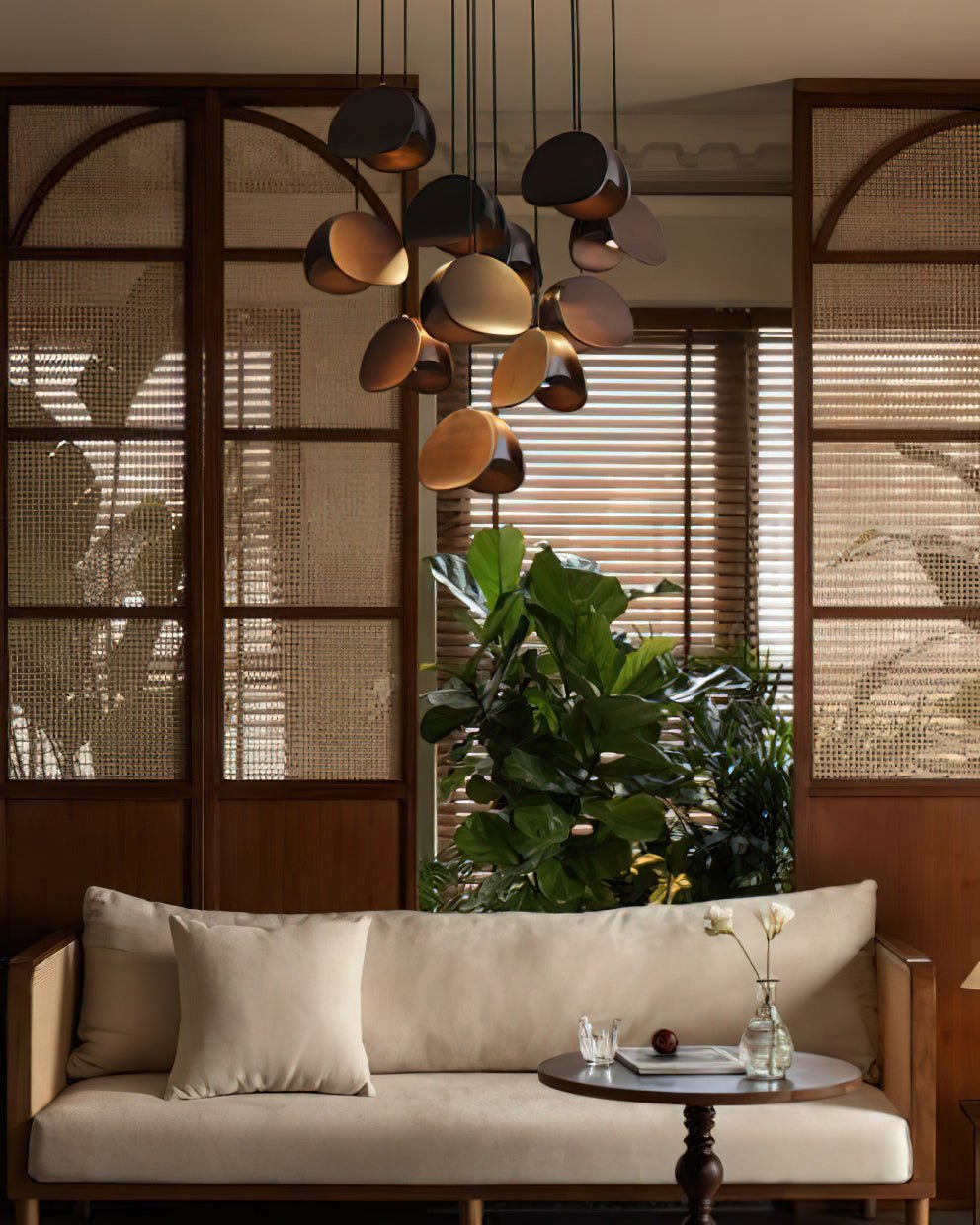 Elmiren Cluster Wood Pendant Light-Neutral Decor