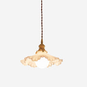 Pendant Lamp Glass Ruffle Shade Brass Warm Glow