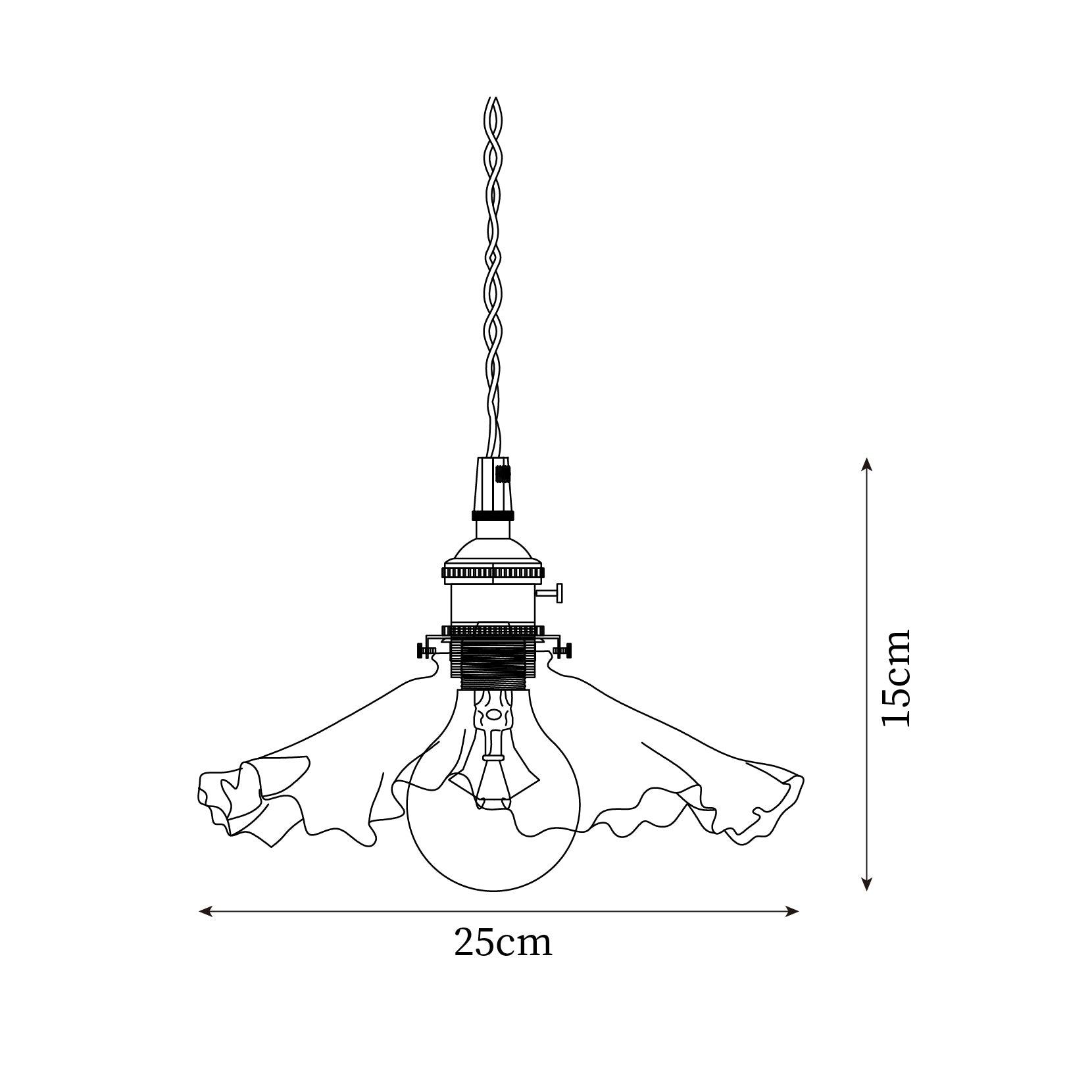 Pendant Lamp Glass Ruffle Shade Brass Warm Glow