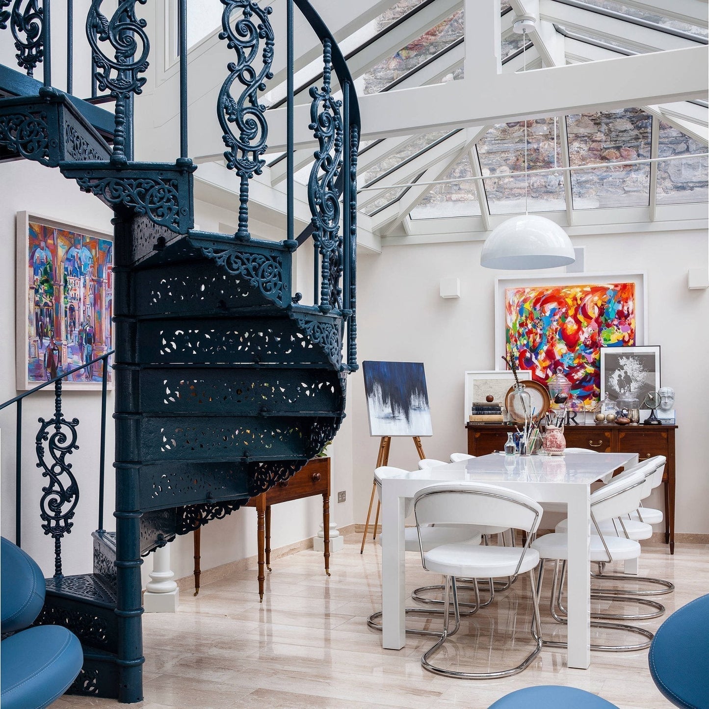 Multiple Sky Garden Pendant Lamps installed in a stylish restaurant.