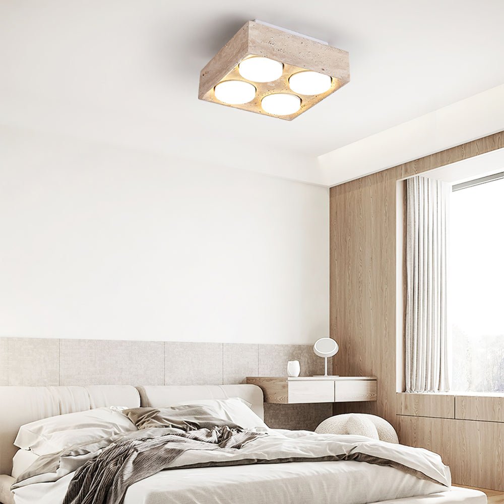 Virinira Quad-Spot Travertine Ceiling Light-Neutral Decor