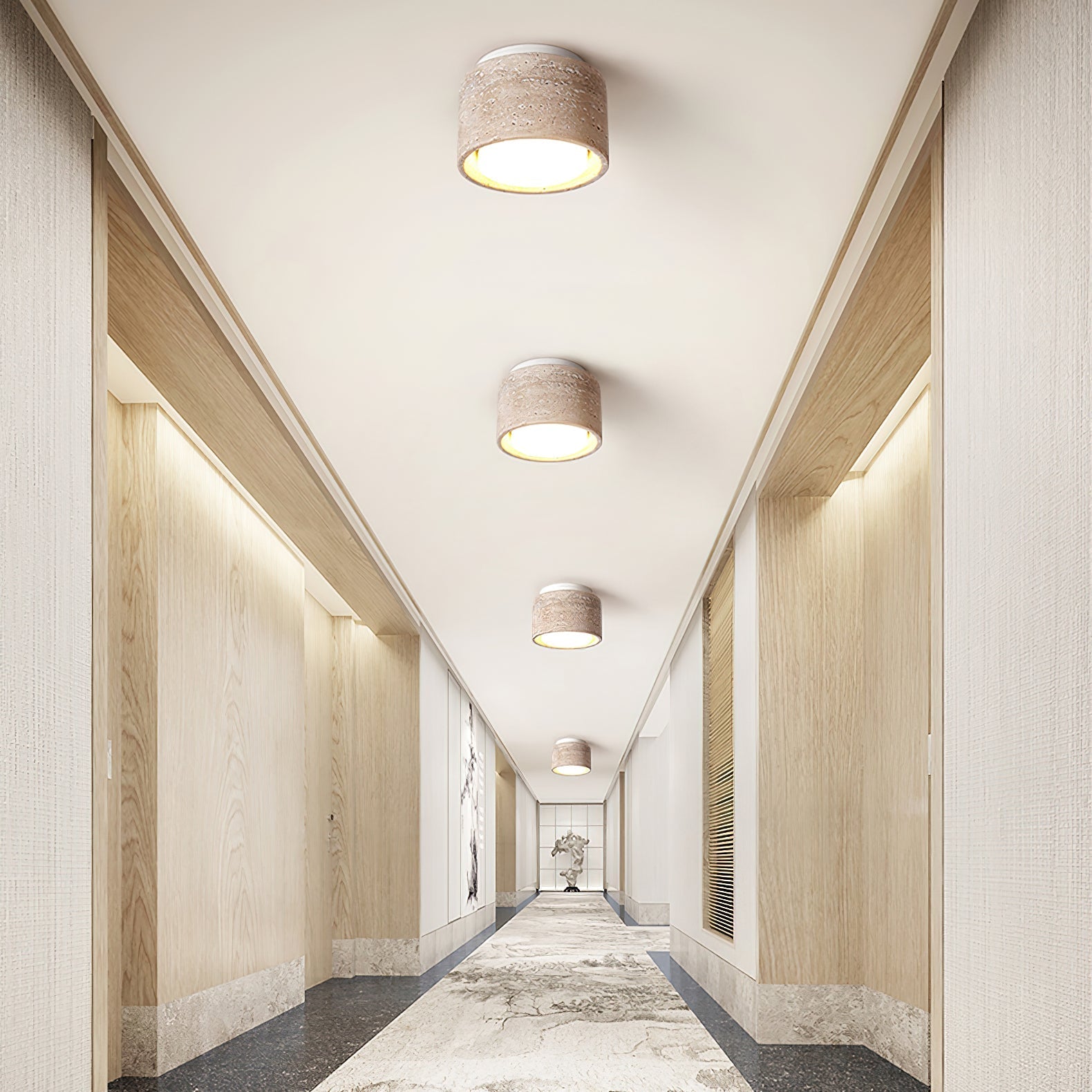 Virinira Quad-Spot Travertine Ceiling Light-Neutral Decor