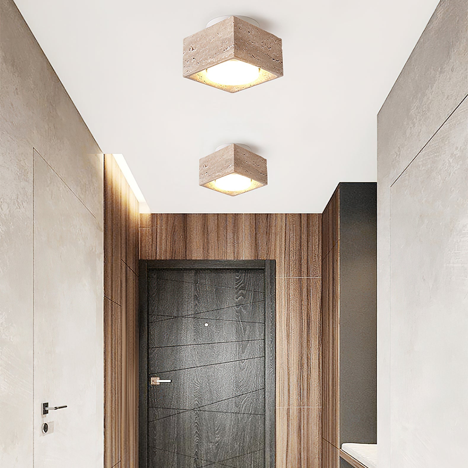 Virinira Quad-Spot Travertine Ceiling Light-Neutral Decor