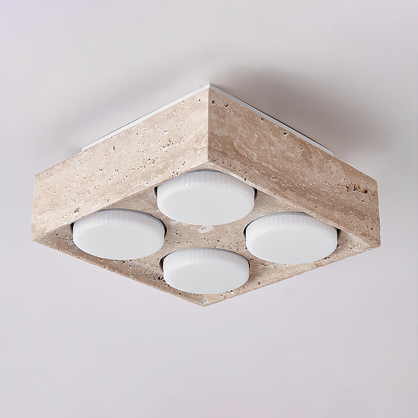 Virinira Quad-Spot Travertine Ceiling Light-Neutral Decor