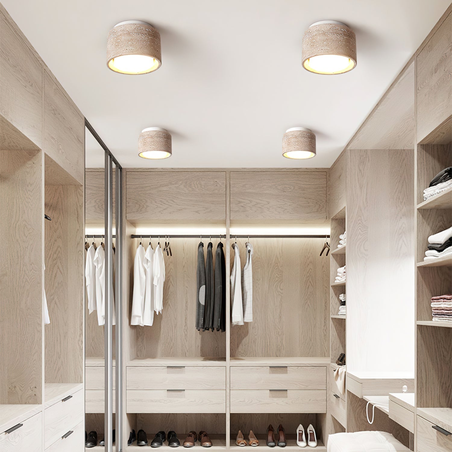 Virinira Quad-Spot Travertine Ceiling Light-Neutral Decor