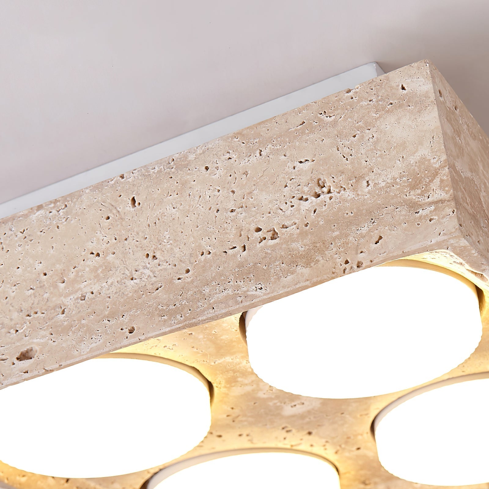 Virinira Quad-Spot Travertine Ceiling Light-Neutral Decor