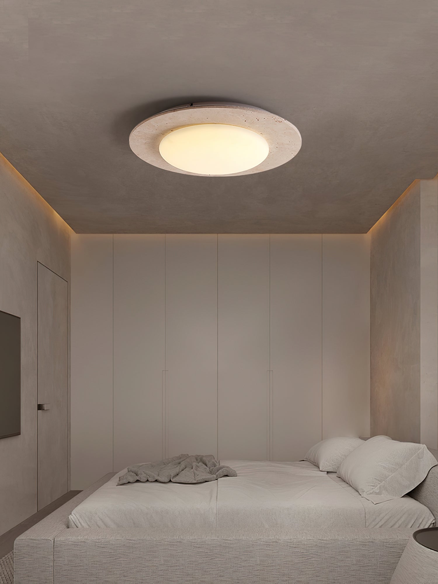 Arsoror Flush-Mount Travertine Ceiling Light-Neutral Decor