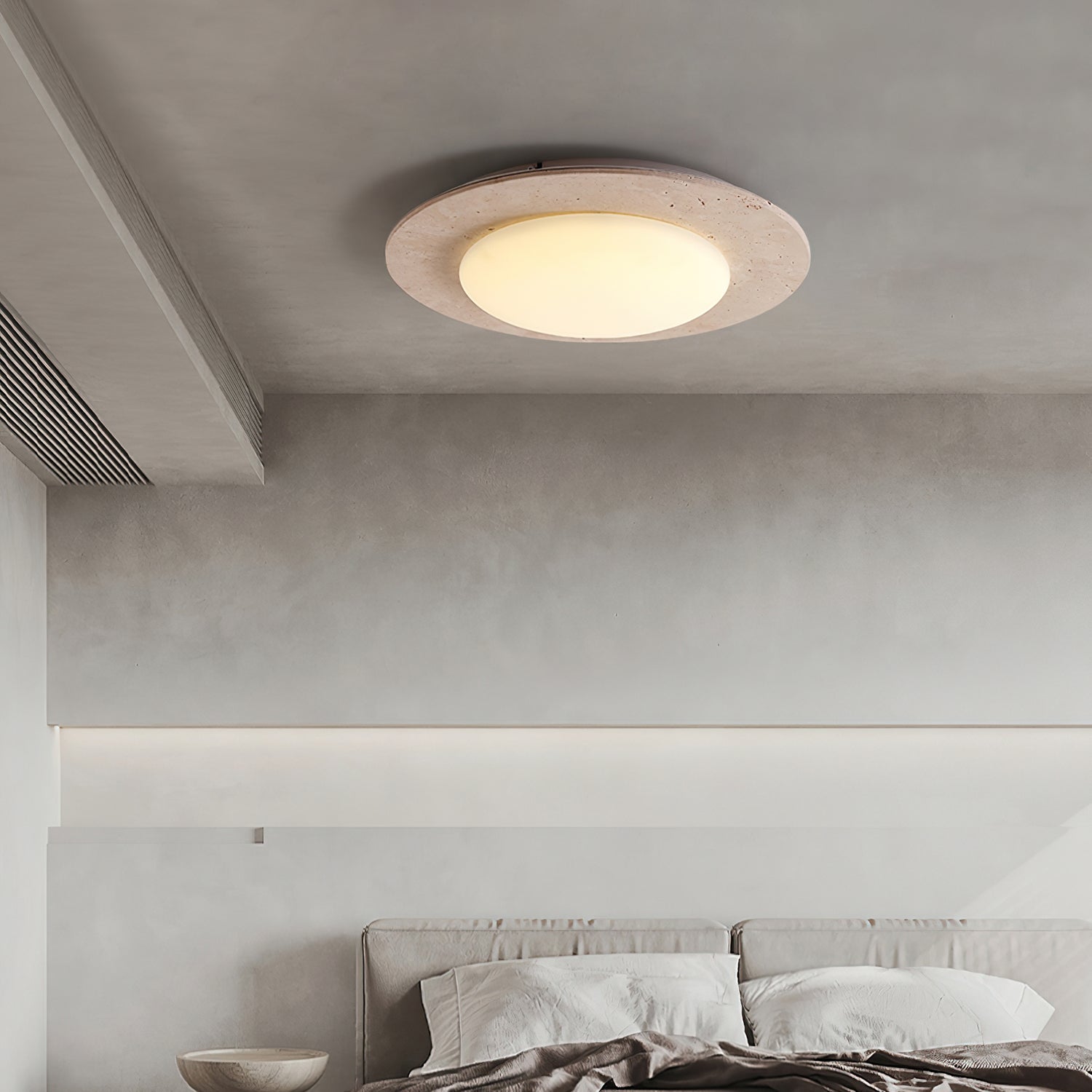 Arsoror Flush-Mount Travertine Ceiling Light-Neutral Decor