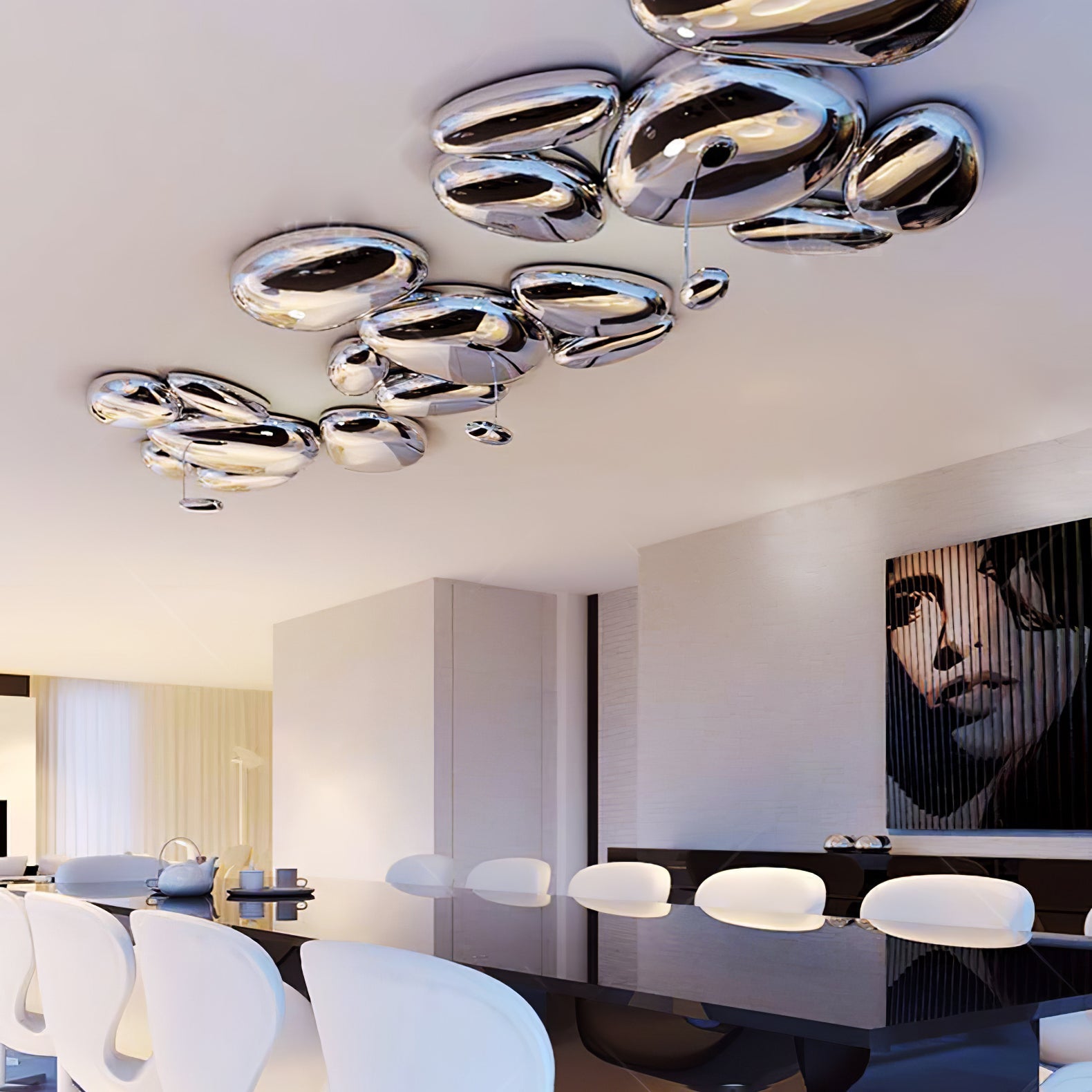 Vostix Ceiling Lamp Chrome Pebble Modern-Neutral Decor
