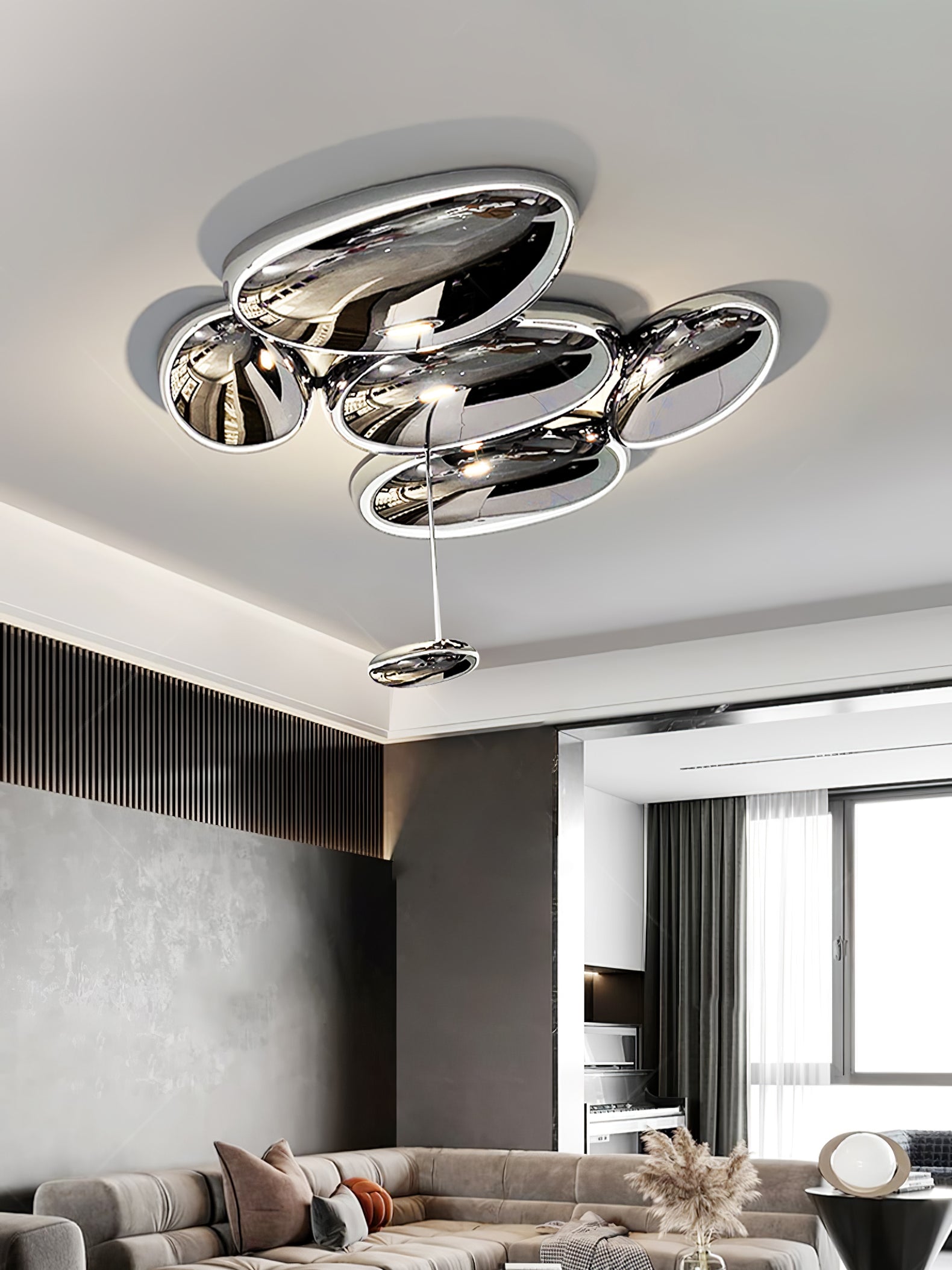 Vostix Ceiling Lamp Chrome Pebble Modern-Neutral Decor