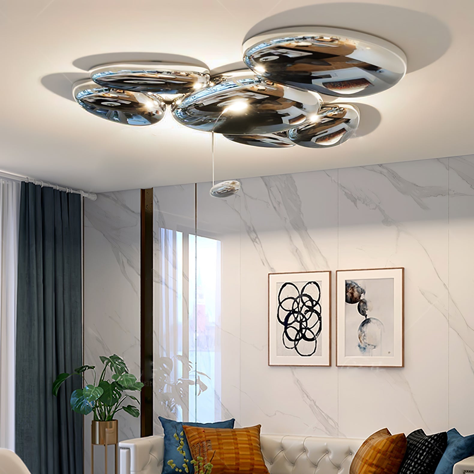 Vostix Ceiling Lamp Chrome Pebble Modern-Neutral Decor
