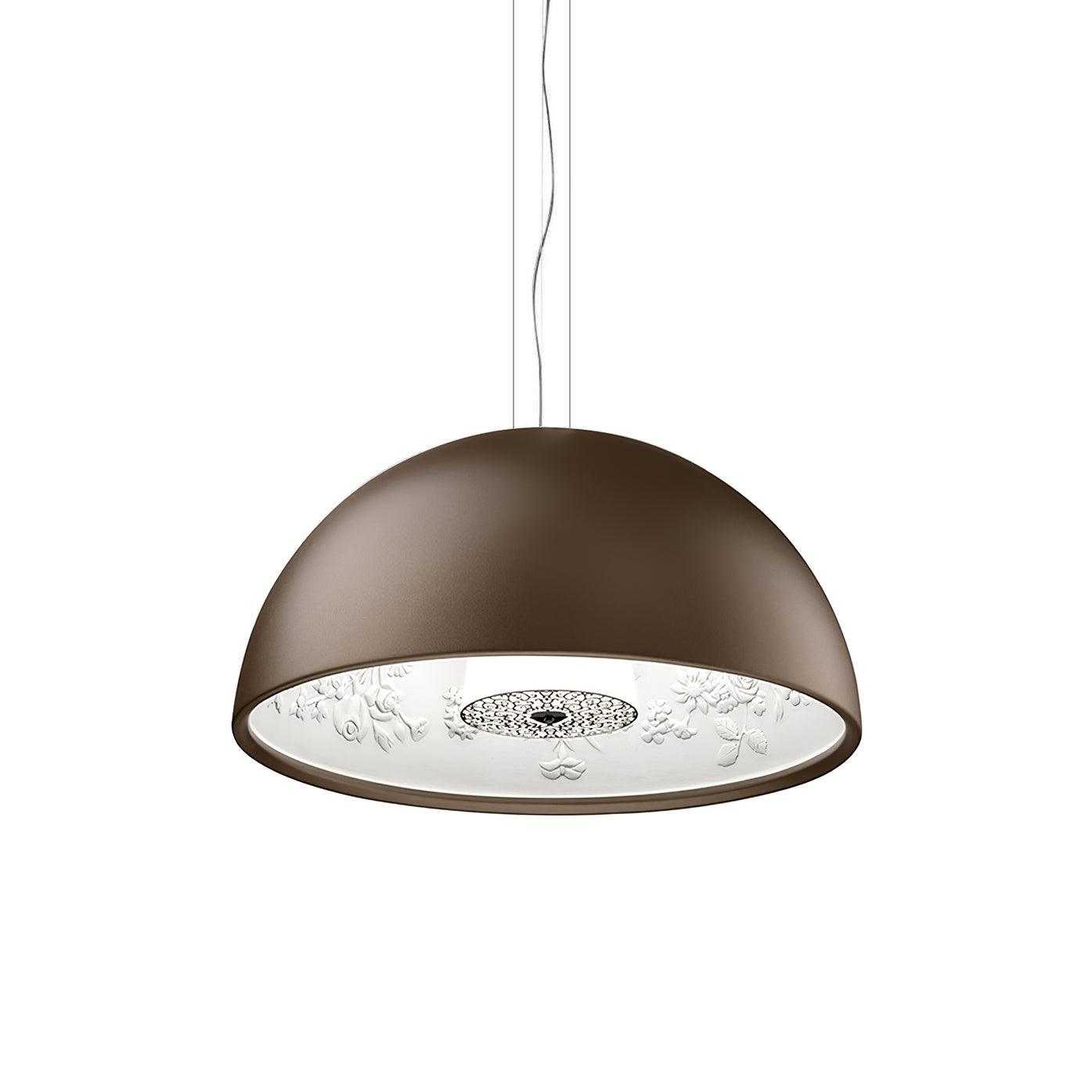 Pendant Lamp Black Dome with Embossed Plaster Interior Elegant