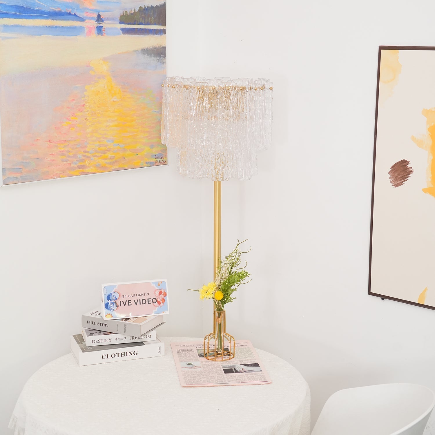 Nivelo Luxury Glass Floor Lamp-Neutral Decor