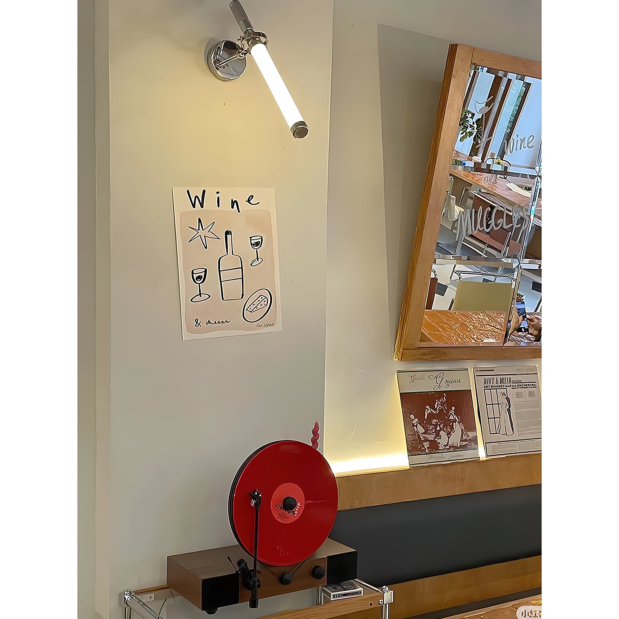 Product dimensions overlay on an image of the Skylark Wall Lamp.