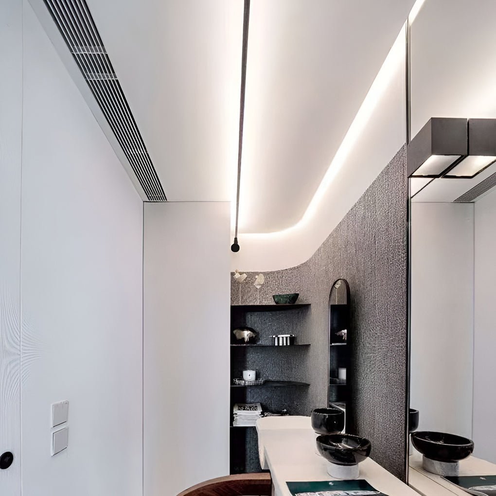 Zusken Minimalistic Steel Strip Ceiling Light-Neutral Decor