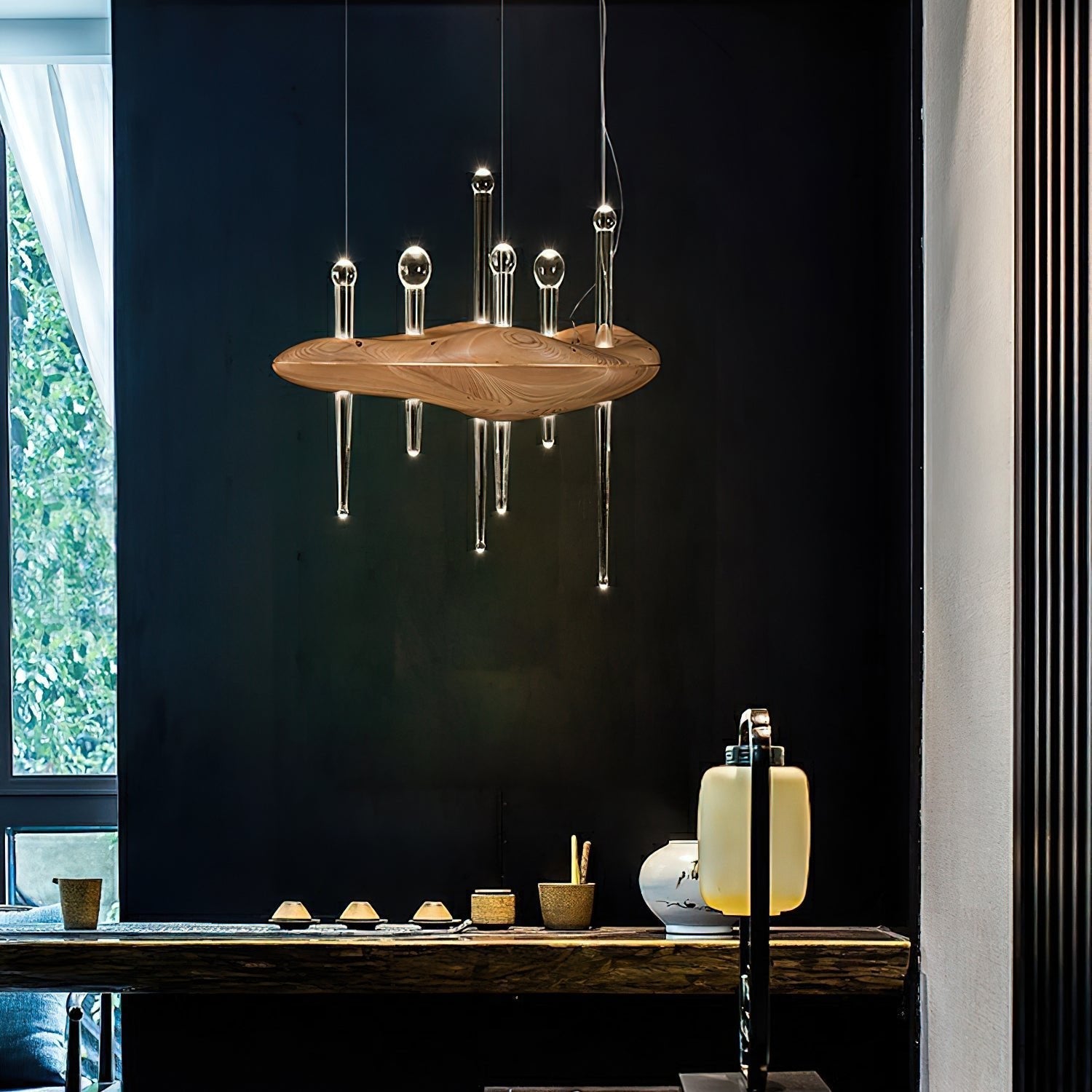 Umare Whimsical Oak Glass Pendant Light-Neutral Decor
