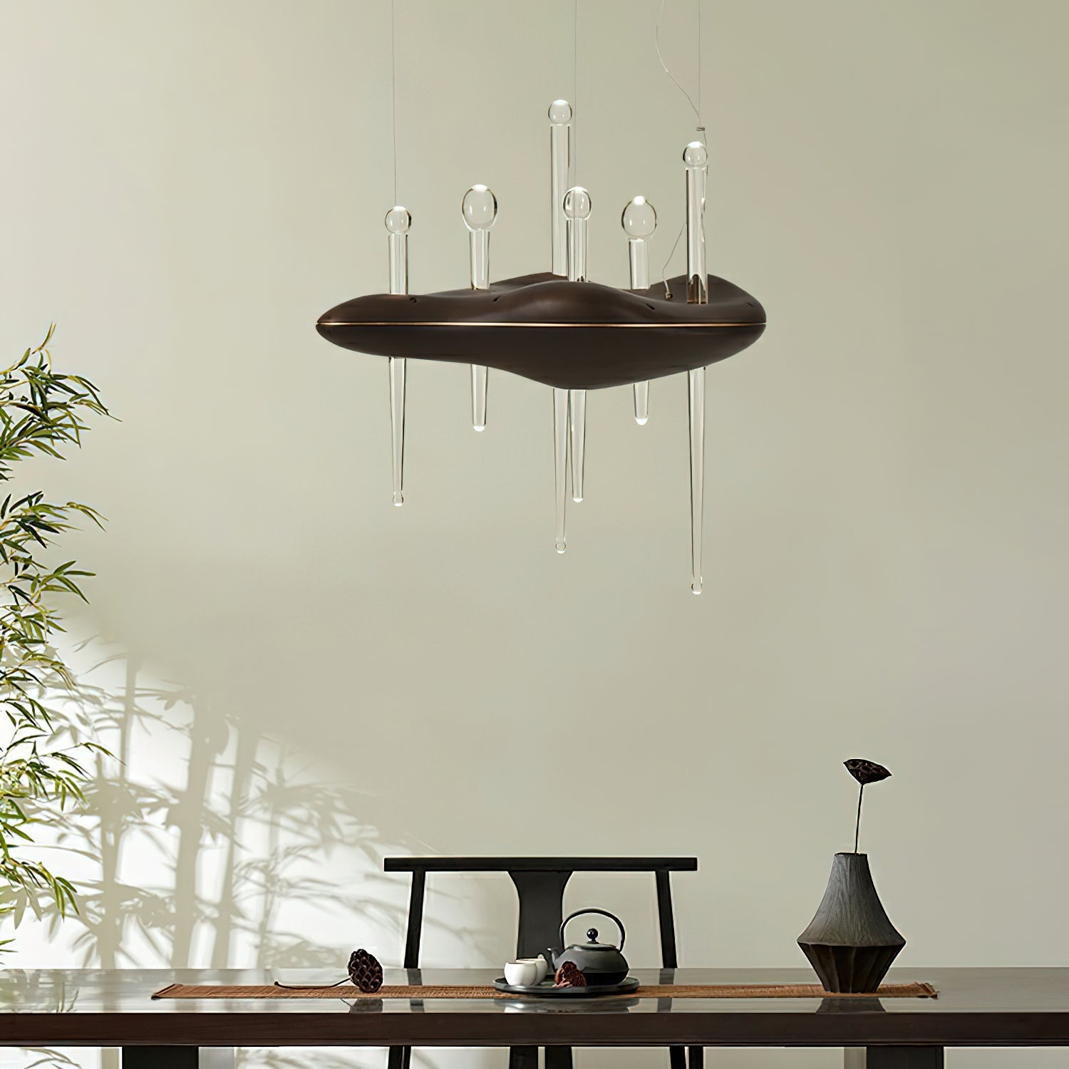 Umare Whimsical Oak Glass Pendant Light-Neutral Decor