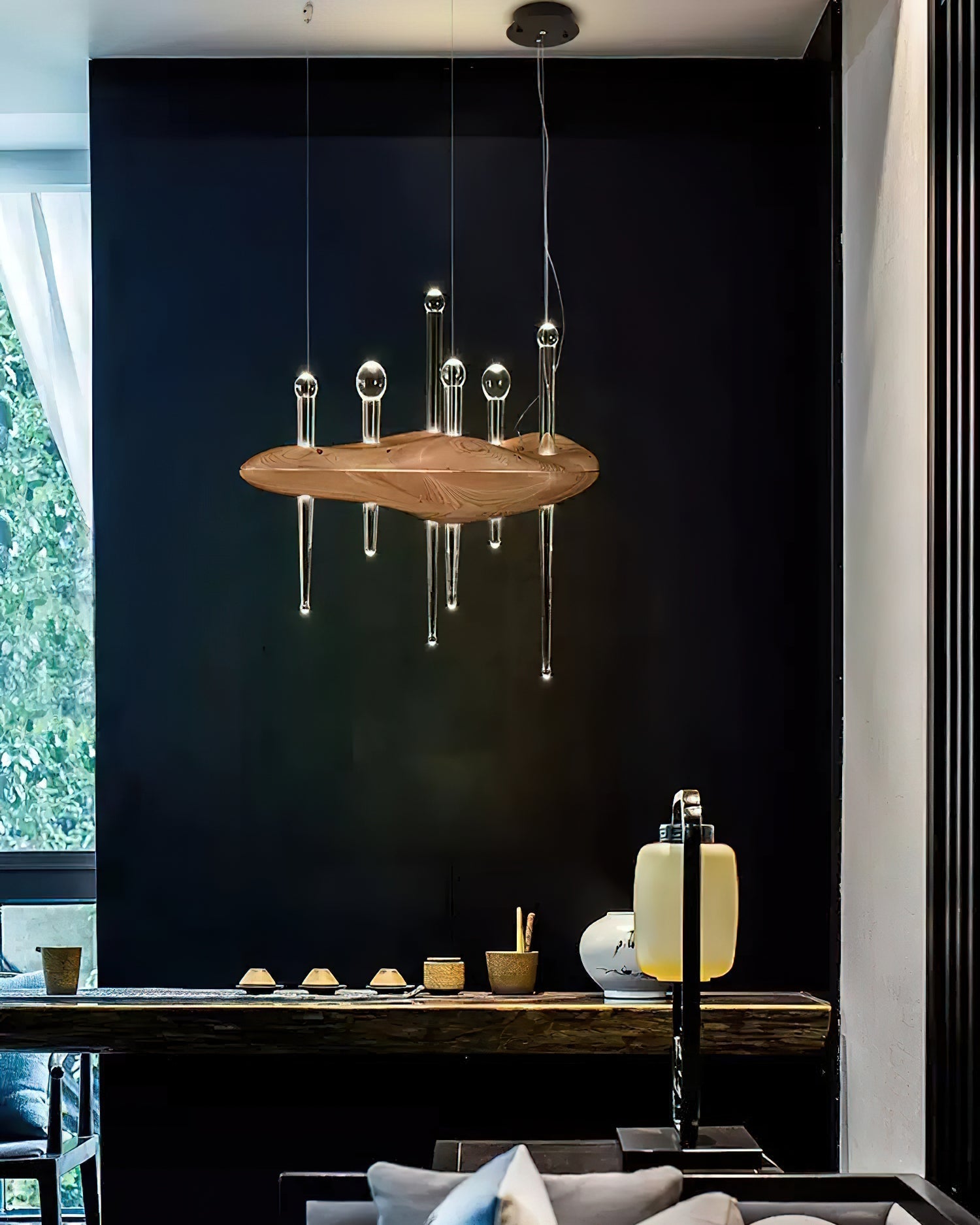 Umare Whimsical Oak Glass Pendant Light-Neutral Decor