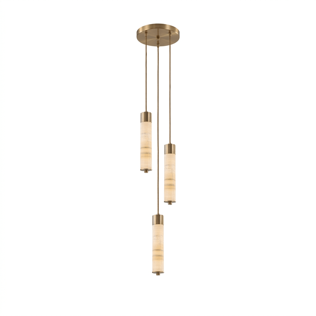 Slender Alabaster Column Chandelier-Neutral Decor