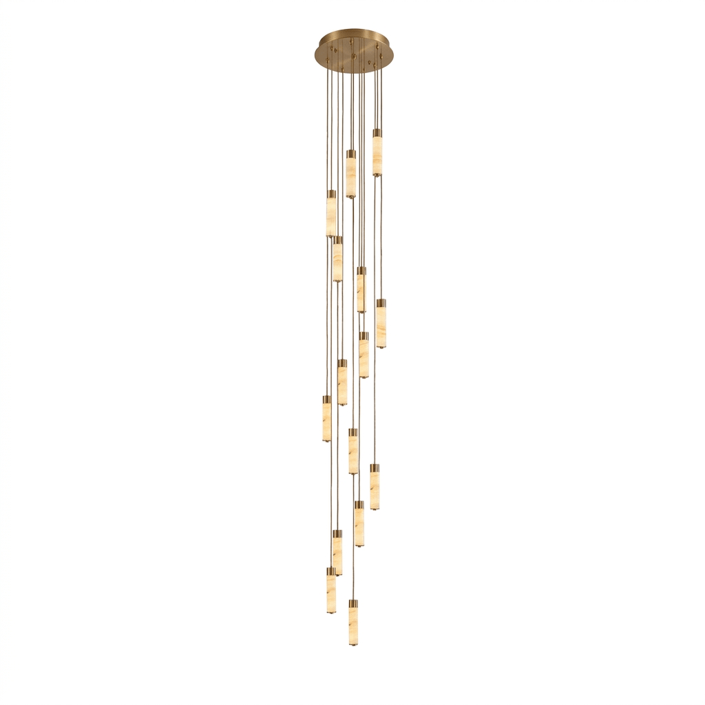 Slender Alabaster Column Chandelier-Neutral Decor
