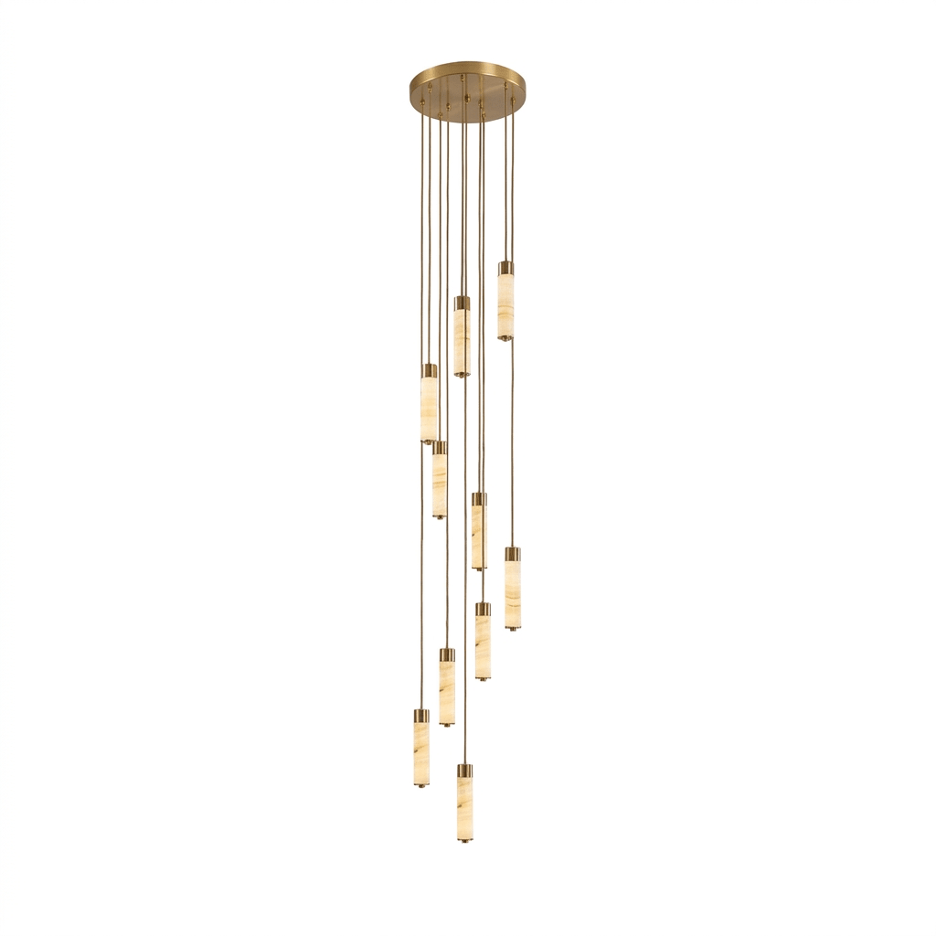Slender Alabaster Column Chandelier-Neutral Decor
