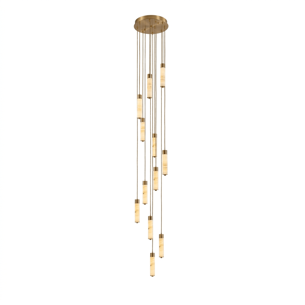 Slender Alabaster Column Chandelier-Neutral Decor
