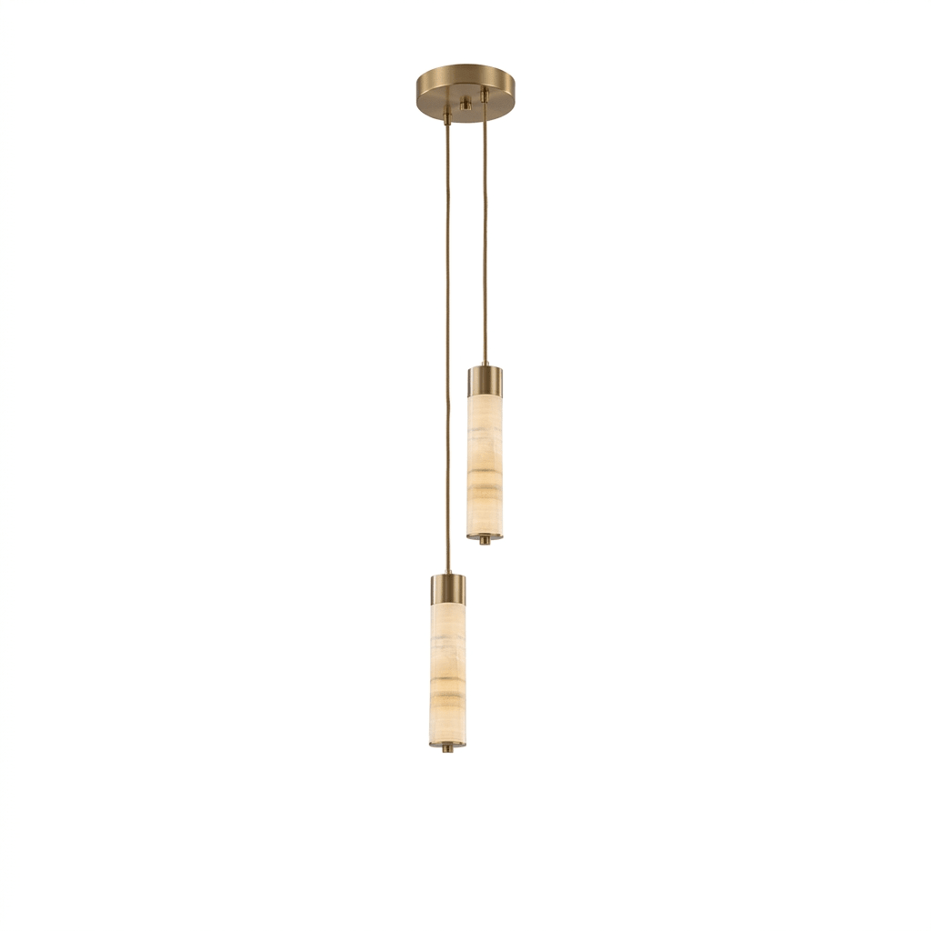 Slender Alabaster Column Chandelier-Neutral Decor